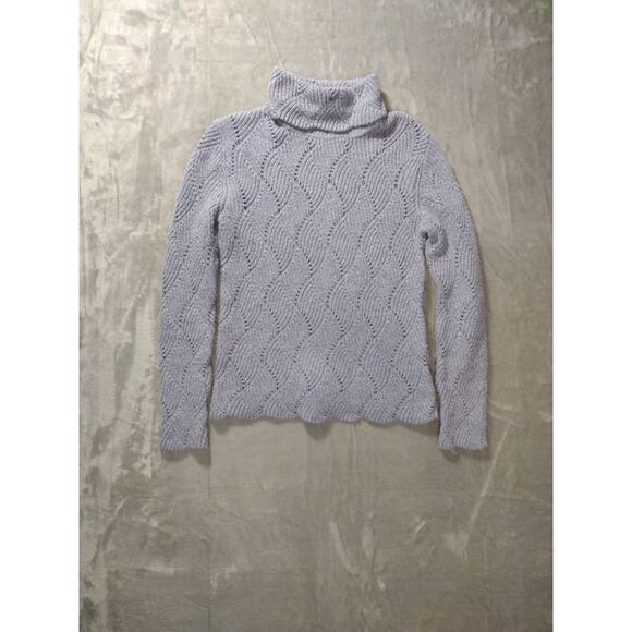 Sundance Sweater Womens Small Lt Blue Turtleneck Cotton Silk Blend Knit Pullover - Picture 1 of 8